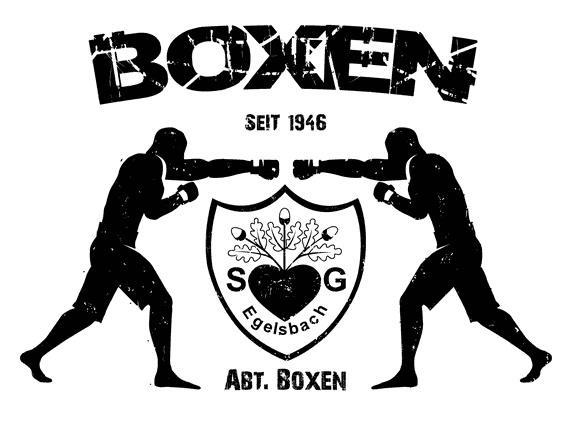 Logo der Abteilung Boxen, zeigt zwei boxende Figuren und das Emblem der SG Egelsbach, mit dem Gr&uuml;ndungsjahr 1946.
