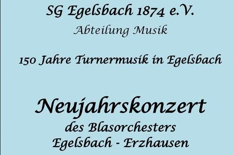 Plakat f&uuml;r das Neujahrskonzert des Blasorchesters Egelsbach-Erzhausen, 18. Januar 2026, evangelische Kirche Egelsbach.