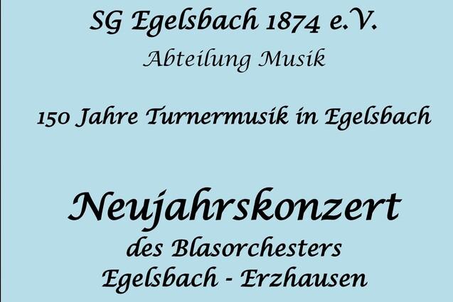 Plakat f&uuml;r das Neujahrskonzert des Blasorchesters Egelsbach-Erzhausen, 18. Januar 2026, evangelische Kirche Egelsbach.